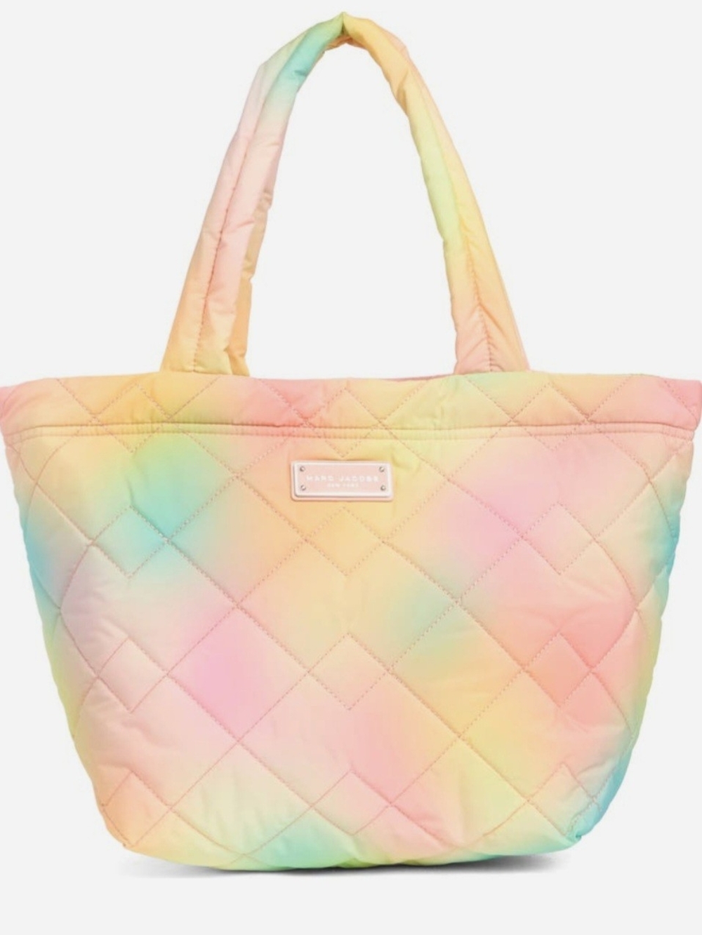 Marc Jacobs Quilted Pink Shoulder Tote with Rose-Gold Plaque